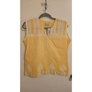 LA Fille Top Womens Size XL Sleeveless Embroidered Coquette No Fabric Tag $589